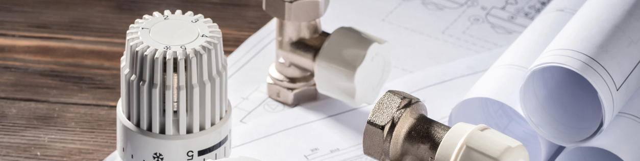 Thermostatic Head Valve for Radiator Heater Coin Money notepad for entries Heating Project Boiler room house Heat Supply Building Concept of Energy saving and conservation to pay for public service.